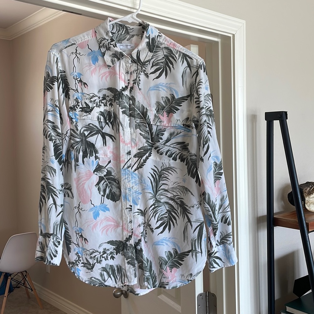Equipment button down tropical print top